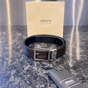 Armani Collezioni men’s belt. Adjusts to black or brown.